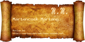 Martencsek Mariann névjegykártya